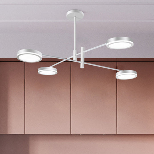 Lustre moderne Starburst en métal - 4/6 têtes, finition or blanc/noir, lumière chaude/blanche