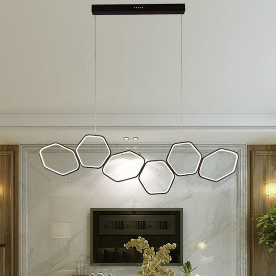 Lustre de plafond contemporain en nid d'abeille - Suspension café en métal à 6 lumières en blanc chaud / blanc