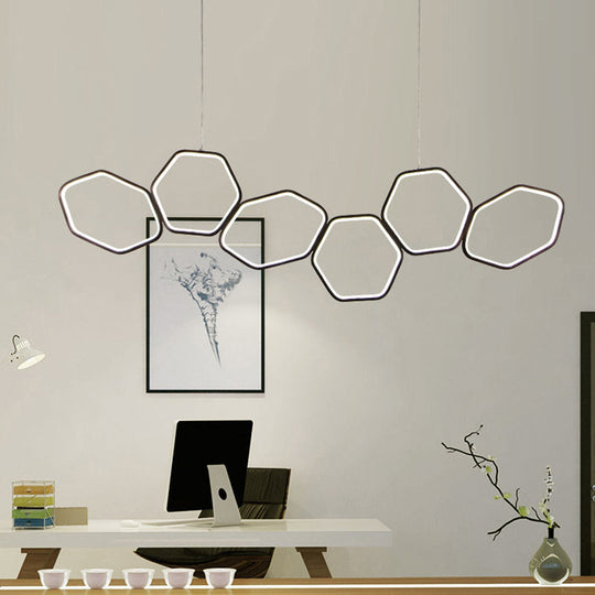 Lustre de plafond contemporain en nid d'abeille - Suspension café en métal à 6 lumières en blanc chaud / blanc