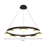 Contemporary Metal Pendant Chandelier With 6/8 Heads For Dining Room - Coffee Circular Hanging Lamp