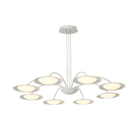 Metal 8-Head Disc Chandelier In Simple White For Living Room