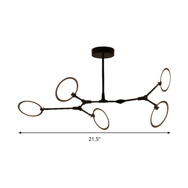 Contemporary 5-Light Metal Pendant Chandelier In Black