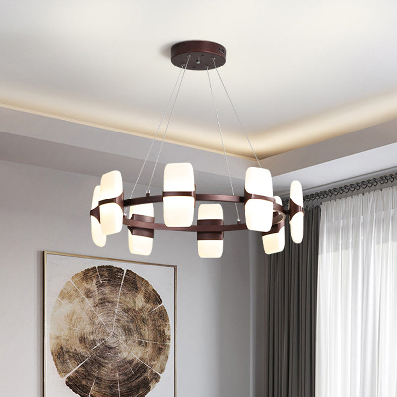 Lustre suspendu moderne en métal pour café - Kit de suspension circulaire de 26"/30" de large avec 8 lumières