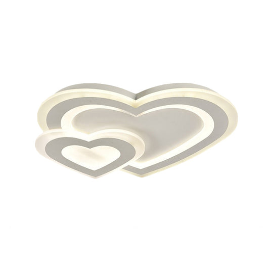 Modern Led Flush Mount Ceiling Light With White Loving Heart Design