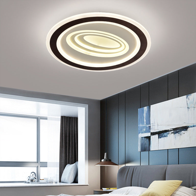 Modern Flush Mount Ceiling Light With Acrylic Led Black & White 3-Gear Settings
