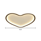 Minimal Love Shape Ceiling Flush Mount Light - Black Led Bedroom Flushmount In Warm/White With 3