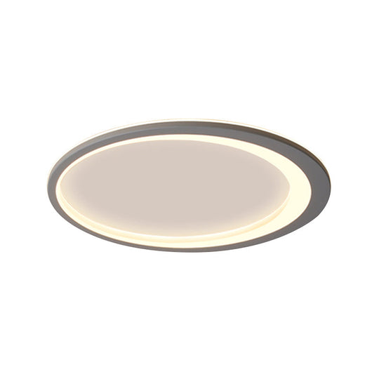 12’/16’/19.5’ W Grey Oval Ring Ceiling Light - Nordic Style Led Flush Mount Lamp In