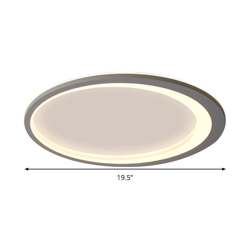 12’/16’/19.5’ W Grey Oval Ring Ceiling Light - Nordic Style Led Flush Mount Lamp In
