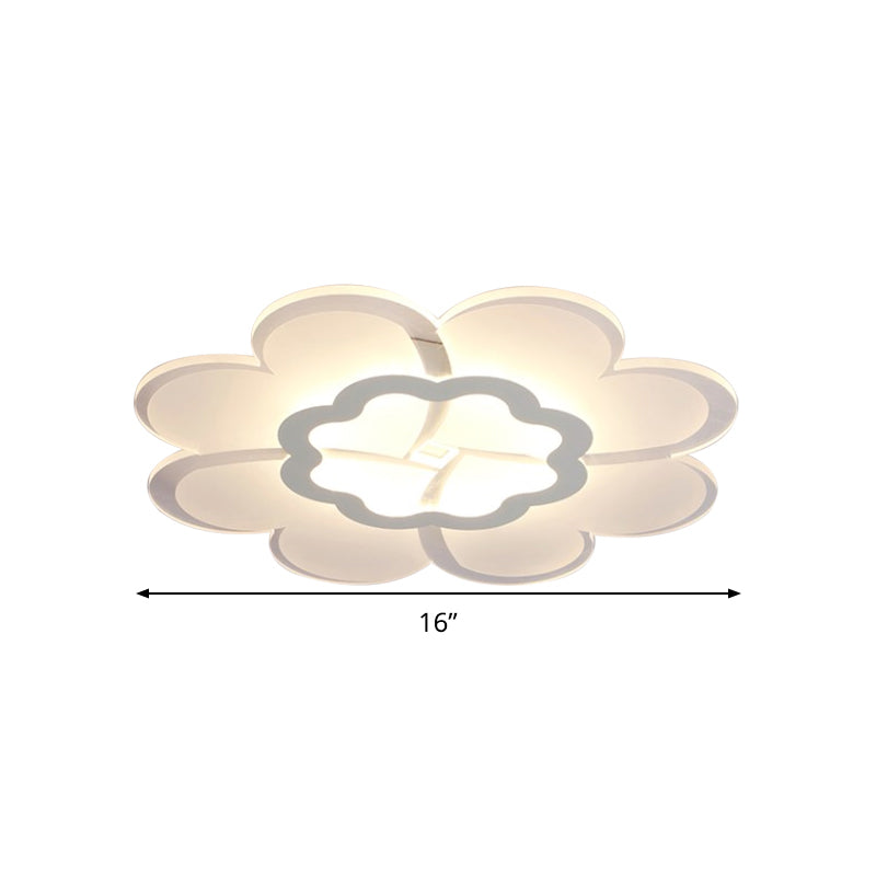 Modern 16’/19.5’ White Led Flower Flush Mount Ceiling Lamp With 3 Light Color Options