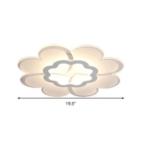 Modern 16’/19.5’ White Led Flower Flush Mount Ceiling Lamp With 3 Light Color Options
