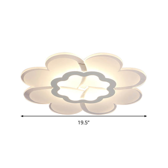 Modern 16’/19.5’ White Led Flower Flush Mount Ceiling Lamp With 3 Light Color Options