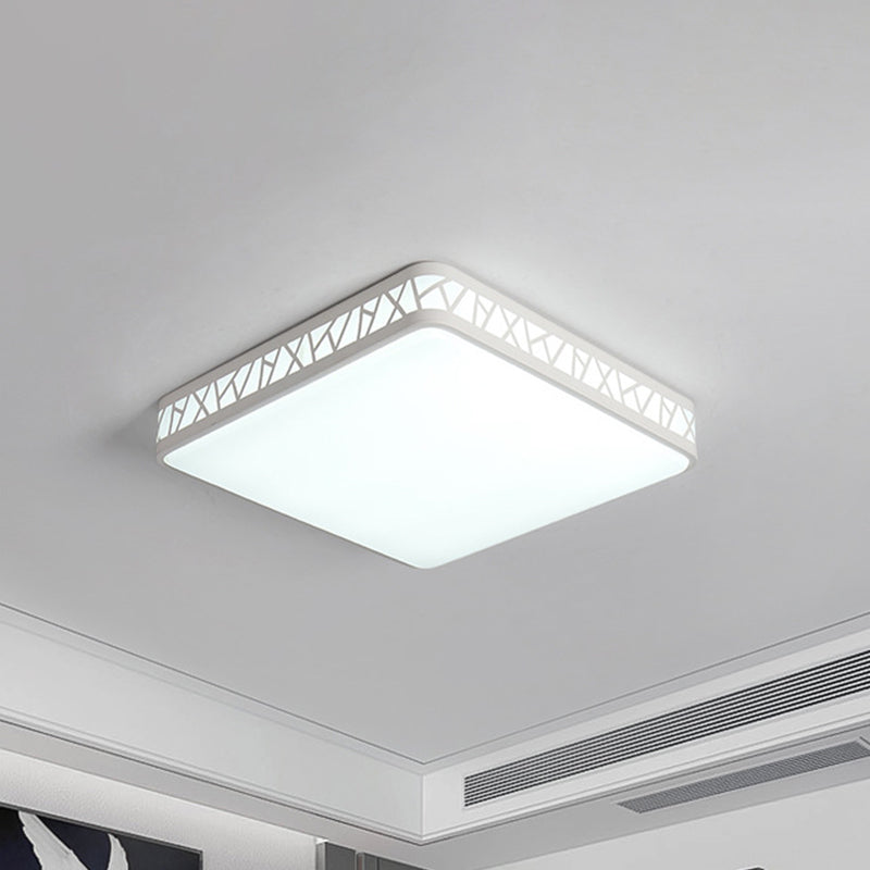 Contemporary Square Flushmount Ceiling Light - Metallic Integrated Led White