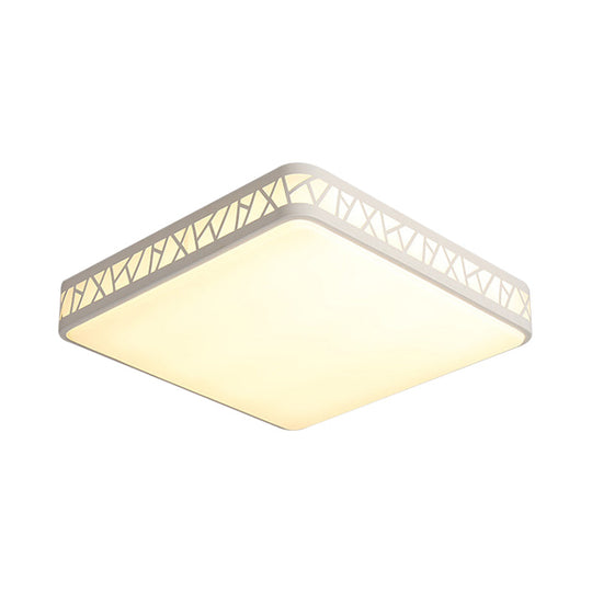Contemporary Square Flushmount Ceiling Light - Metallic Integrated Led White