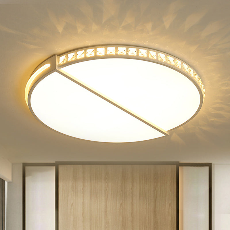 16.5’/20.5’ Simple Metallic Led Flush Mount Ceiling Light In Warm/White/3 Color With Crystal