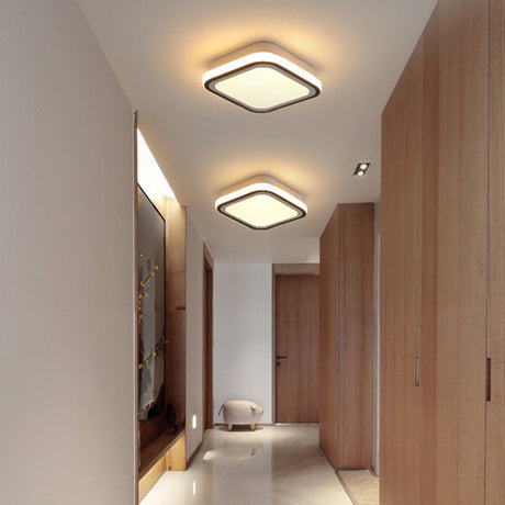 Minimalist Black Led Corridor Ceiling Flush Light With Versatile Metal Shade In White/3 Color