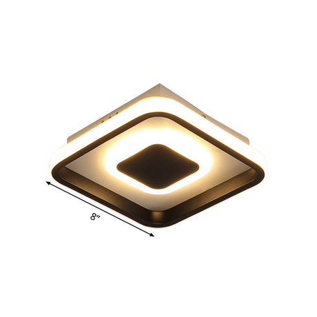 Modern Mini Led Flush Mount Ceiling Lamp With Black Frame In Warm/White/3-Color Light Options