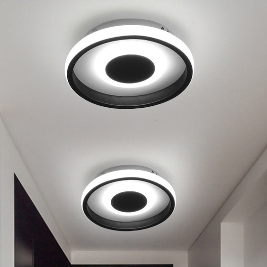 Modern Mini Led Flush Mount Ceiling Lamp With Black Frame In Warm/White/3-Color Light Options