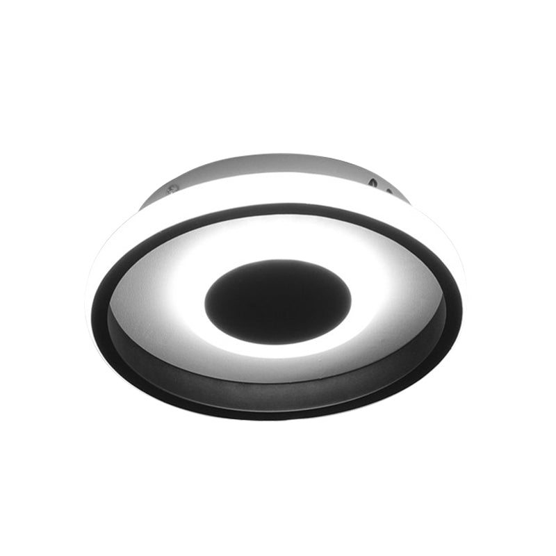 Modern Mini Led Flush Mount Ceiling Lamp With Black Frame In Warm/White/3 - Color Light Options