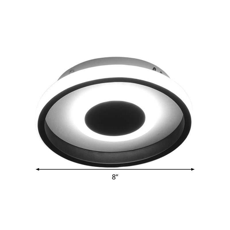 Modern Mini Led Flush Mount Ceiling Lamp With Black Frame In Warm/White/3-Color Light Options