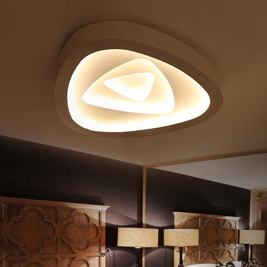 Nordic Style Triangle Ceiling Light - Acrylic White Led With Remote Control Dimming (16.5 Or 19/20.5
