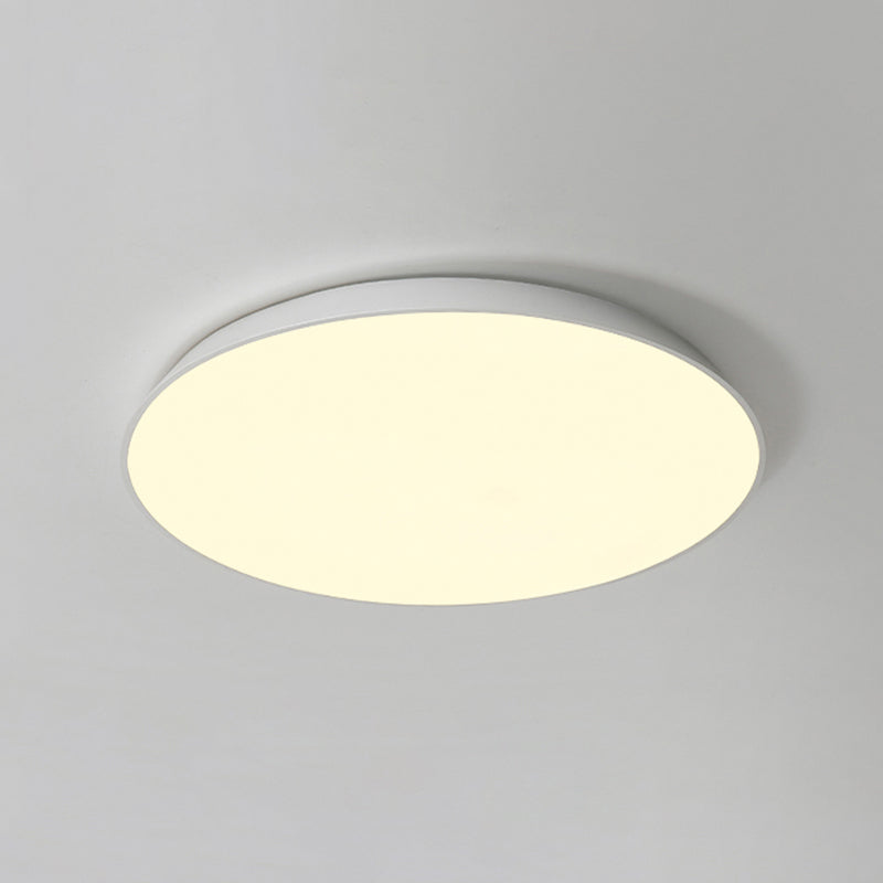 Contemporary Led Metallic Flush Mount Light - White Tray Ceiling Lamp For Bedroom (16.5/20.5/24.5