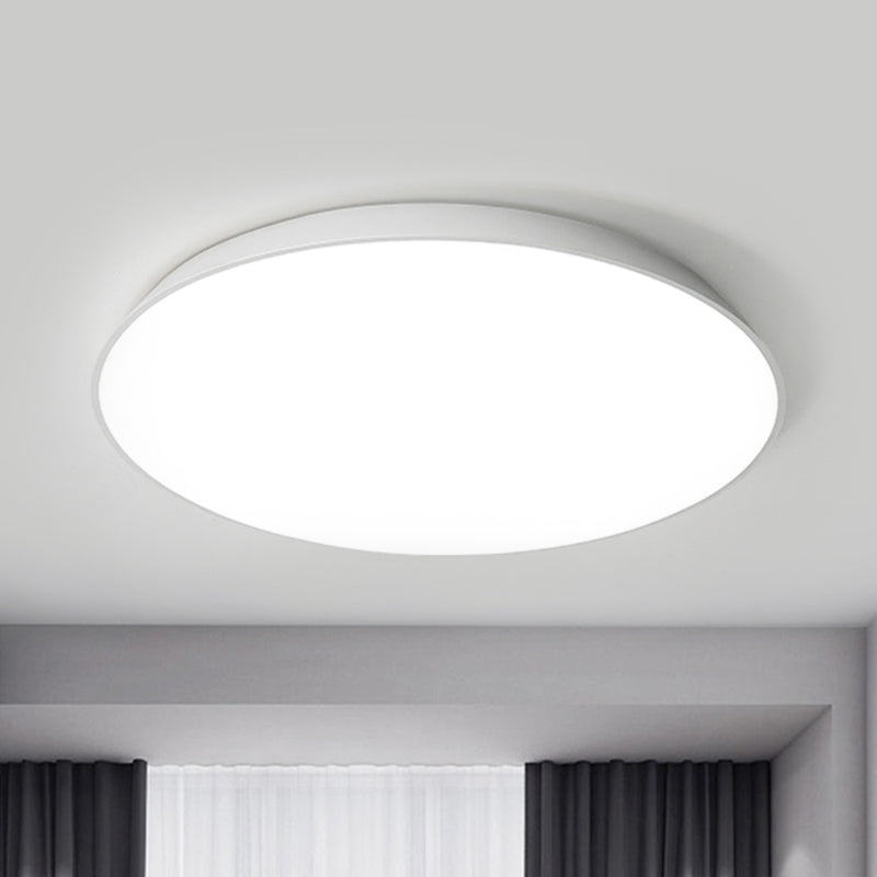 Contemporary Led Metallic Flush Mount Light - White Tray Ceiling Lamp For Bedroom