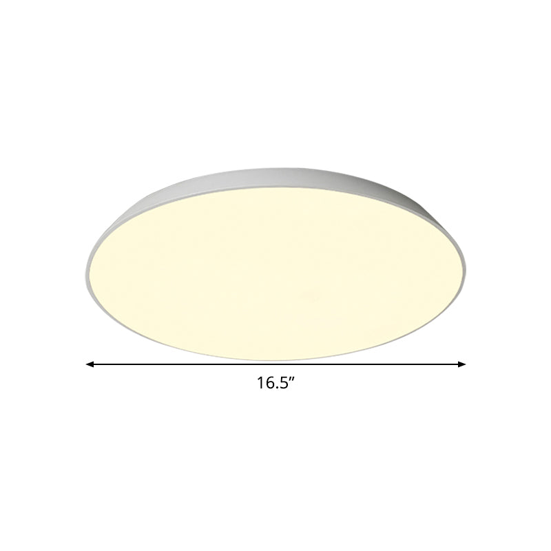 Contemporary Led Metallic Flush Mount Light - White Tray Ceiling Lamp For Bedroom
