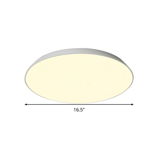 Contemporary Led Metallic Flush Mount Light - White Tray Ceiling Lamp For Bedroom