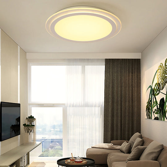 Modern 2 Tier Round Ceiling Flush Mount Light - 12.5/16.5/20.5 Dia Acrylic Led Warm/White White