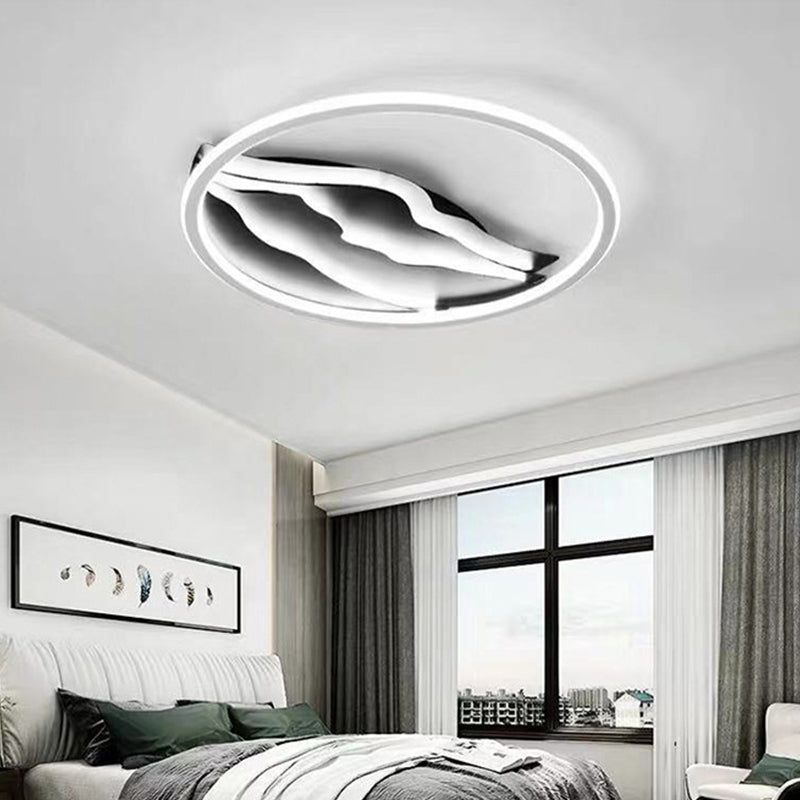 Stylish 16’/19.5’ Led Ceiling Flush Mount In Acrylic Black And White – Warm/White Light For