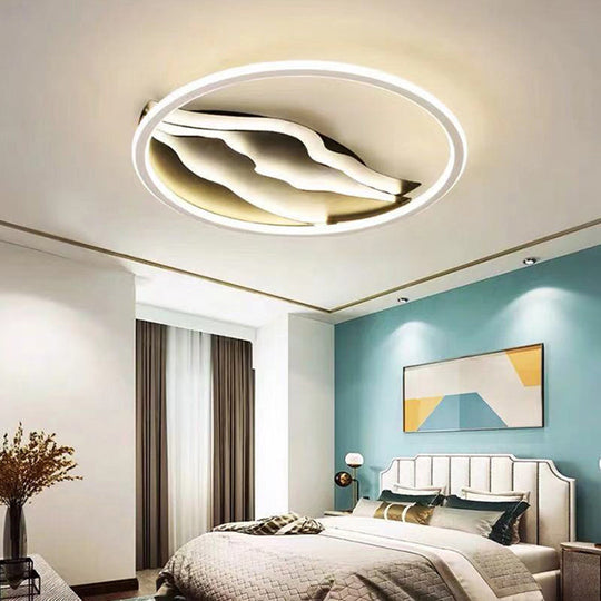 Stylish 16’/19.5’ Led Ceiling Flush Mount In Acrylic Black And White – Warm/White Light For Bedroom