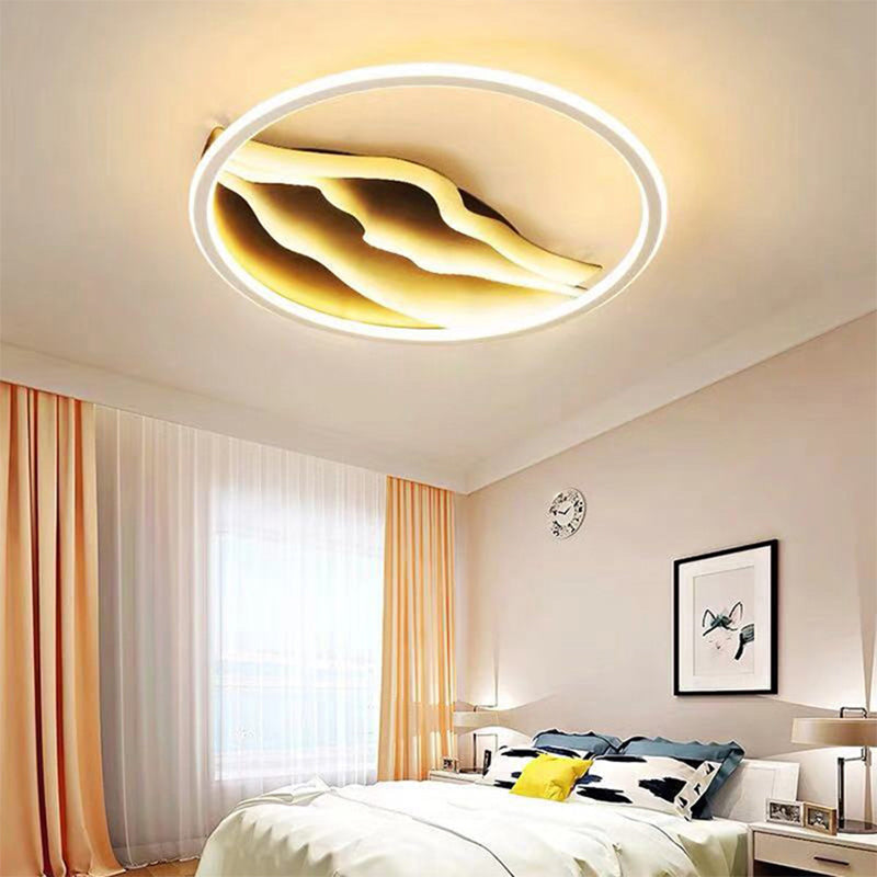 Stylish 16’/19.5’ Led Ceiling Flush Mount In Acrylic Black And White – Warm/White Light For Bedroom