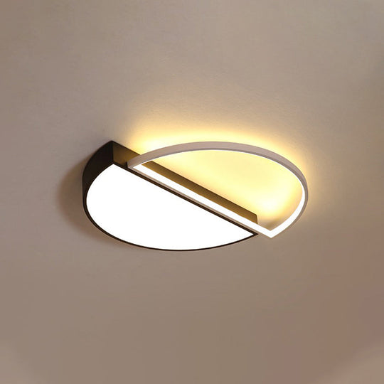 Modern Splicing Flush Mount Led Ceiling Light In Black/White With Dimming Control - 18’/21.5’ W