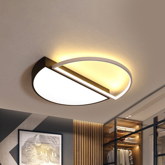 Modern Splicing Flush Mount Led Ceiling Light In Black/White With Dimming Control - 18/21.5 W