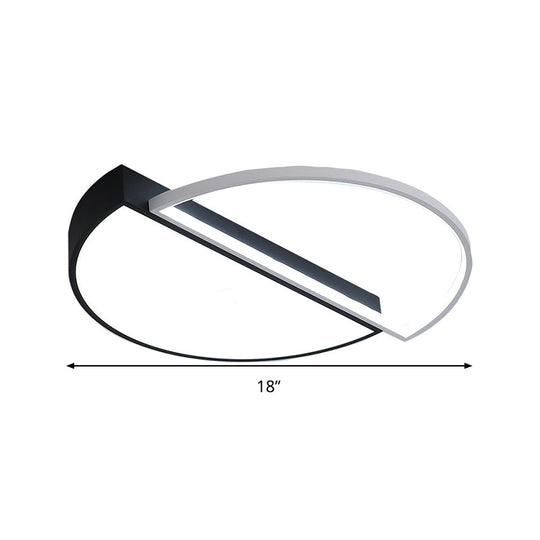 Modern Splicing Flush Mount Led Ceiling Light In Black/White With Dimming Control - 18’/21.5’ W