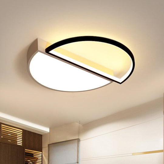 Modern Splicing Flush Mount Led Ceiling Light In Black/White With Dimming Control - 18’/21.5’ W