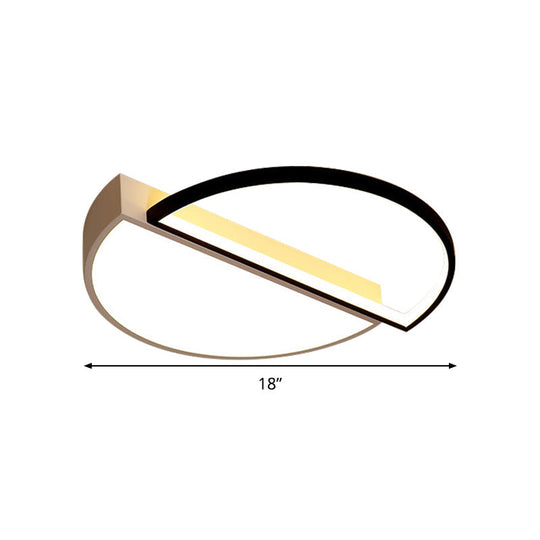 Modern Splicing Flush Mount Led Ceiling Light In Black/White With Dimming Control - 18/21.5 W