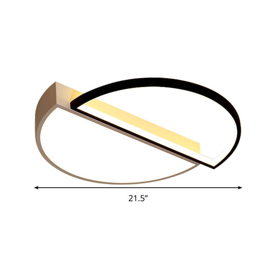 Modern Splicing Flush Mount Led Ceiling Light In Black/White With Dimming Control - 18/21.5 W