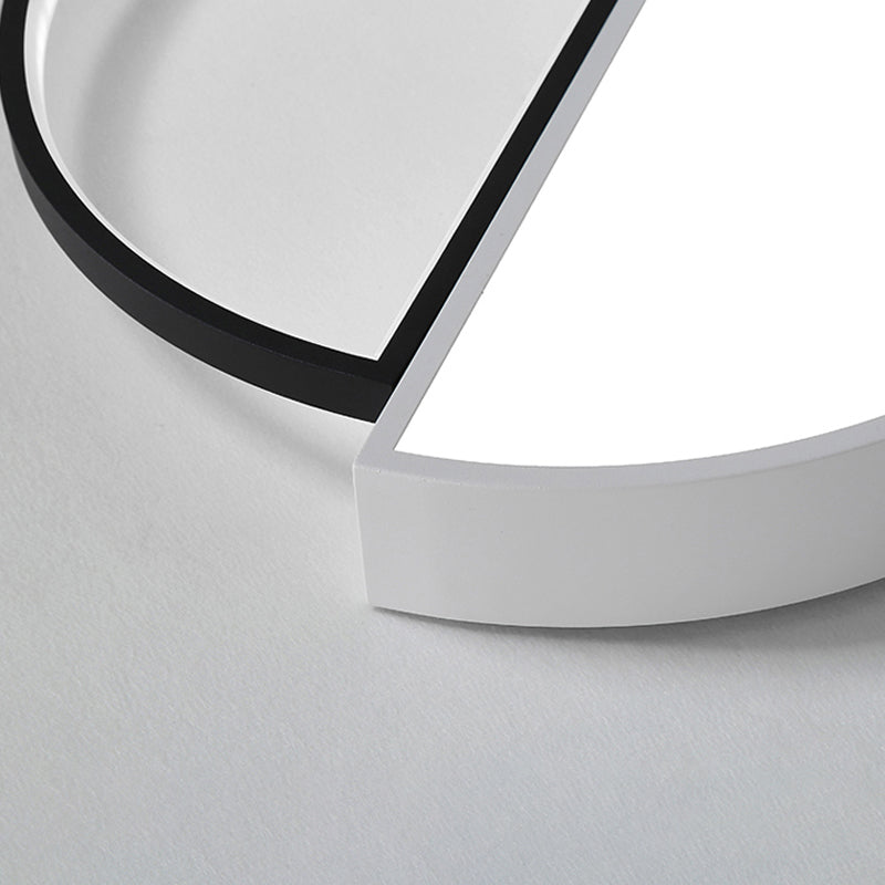 Modern Splicing Flush Mount Led Ceiling Light In Black/White With Dimming Control - 18/21.5 W