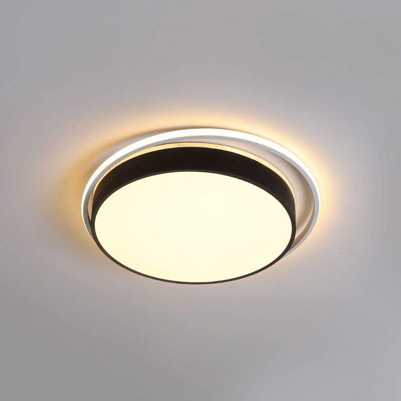 Round Flush Mount Led Ceiling Light In Simple Acrylic Design - Black/Gold Finish Remotely Dimmable