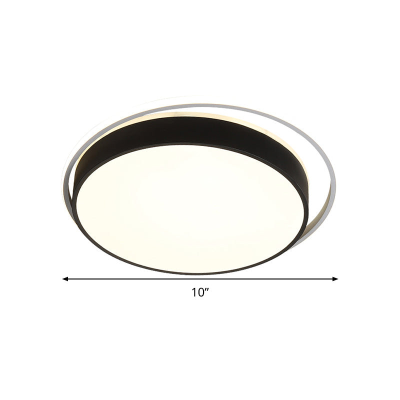 Round Flush Mount Led Ceiling Light In Simple Acrylic Design - Black/Gold Finish Remotely Dimmable