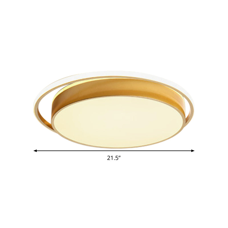 Round Flush Mount Led Ceiling Light In Simple Acrylic Design - Black/Gold Finish Remotely Dimmable