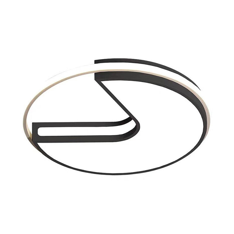 Modern Led Flush Light In Black & White - Big Mouth Design 16’/19.5’ Width Warm Options