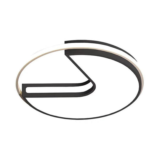 Modern Led Flush Light In Black & White - Big Mouth Design 16’/19.5’ Width Warm Options