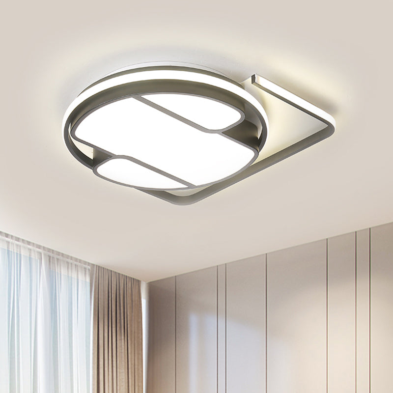Geometric Led Ceiling Light In Modern Black And White Design - Sizes 16/19.5 3 Color Options For