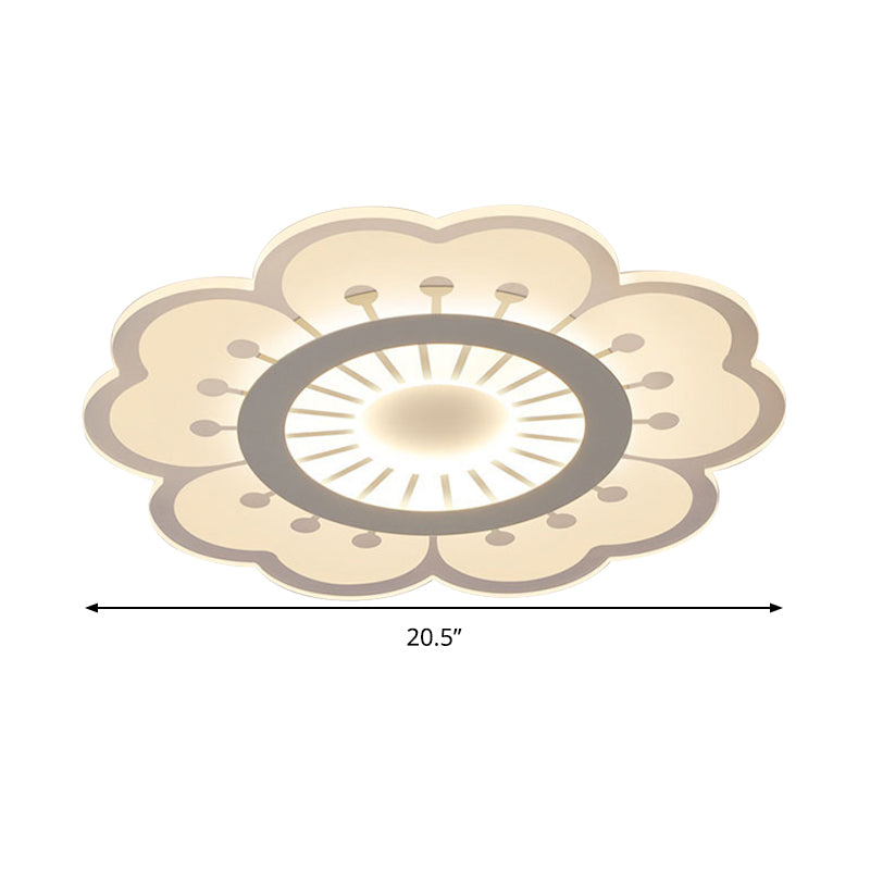 Contemporary Acrylic Led Flush Mount Ceiling Fixture - Flower Design 16.5’/20.5’ Wide White