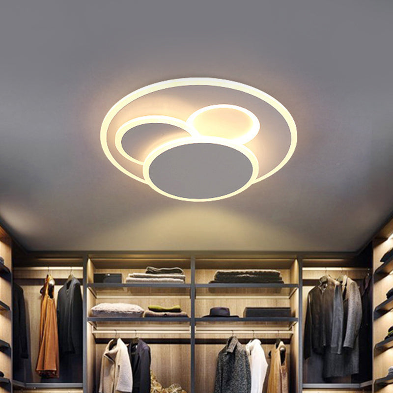 Modern Round Led Ceiling Lamp In Warm/White Light - Acrylic Flush Mount