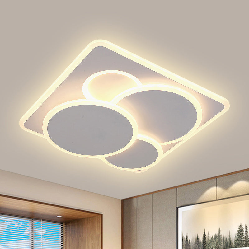 Modern Geometric Flush Mount Led Ceiling Light In Warm/White Acrylic