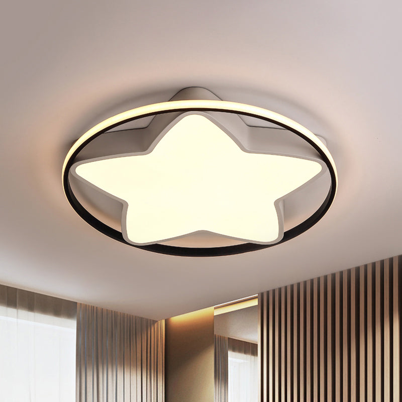 Contemporary Metal Five-Pointed Star Ceiling Light In Black & White - 19.5/23.5 Wide Led Flush Mount