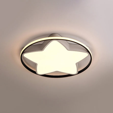 Contemporary Metal Five-Pointed Star Ceiling Light In Black & White - 19.5/23.5 Wide Led Flush Mount